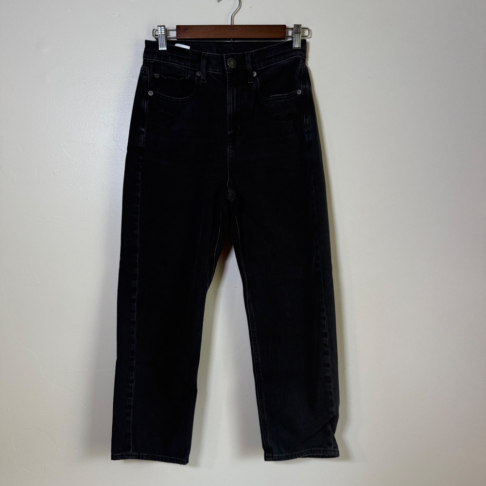 American Eagle Highest Rise 90s Boyfriend Distressed Jeans Size 4 Short Black